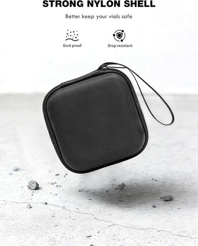 حافظة ببتيد الأنسولين للثلاجة، منظم تخزين حامل قارورة للسفر مع غلاف صلب، يناسب قارورة 1 مل 2 مل 3 مل، GLP-1 إلخ، أسود (16 فتحة) in Kuwait