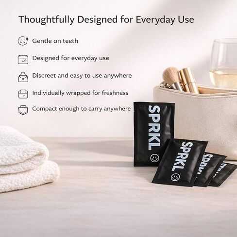 SPRKL Wine Wipes for Teeth – Instant Red Wine Stain Remover, Mint Fresh, 20 Pack Disposable Teeth Wipes in Kuwait