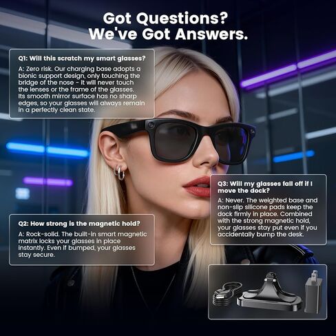شاحن متوافق مع نظارات RayBan Meta الذكية - قاعدة شحن متوافقة مع Ray Ban Wayfarer Gen 2 1 - كابل ملحقات لزجاج Skyler Headliner AI in Saudi Arabia