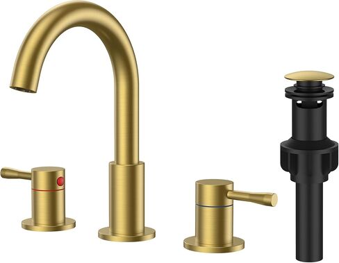 FORIOUS Black Bathroom Faucet 3 Hole, 360° Swivel 8 Inch Widespread Bathroom Sink Faucet and Pop Up Drain 2 Handle Faucets for Sink, Vanity, RV, Lavatory, Farmhouse in Saudi Arabia