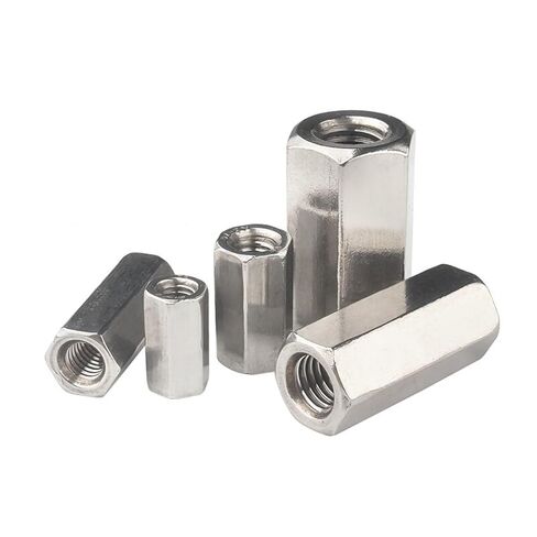 304 Stainless Steel Hexagon Hex Extended Long Rod Coupling Nut Connector Joint Tubular M3 M4 M5 M6(M6x10x50mm-5pcs) in Saudi Arabia