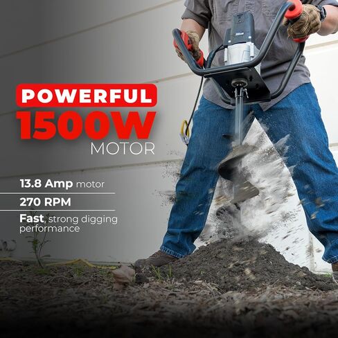 حفار أرضي كهربائي بقوة 1500 وات من XtremepowerUS مع وظيفة عكسية لحفر ثقب السياج بعد الحفر، وزراعة الأشجار تتضمن 6 بوصات حفر، عمود 3/4 بوصة in Saudi Arabia