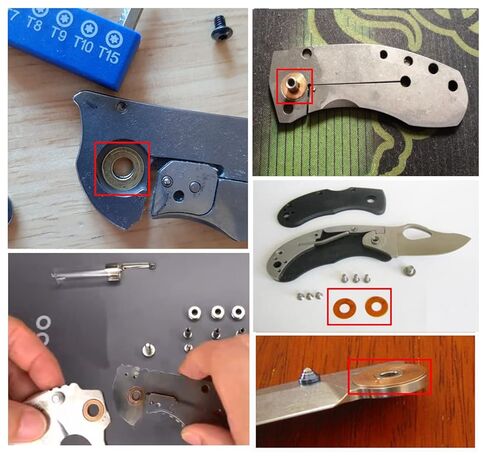 Compatible with Bugout AXIS Lock 535 EDC Pocket Knife Brass Washer Gasket,Folding Knives Replacement Cushion pad Ring,Pivot pin washers Meson Shim Washer, 0.4x9x5.2 mm,Pack of 20 pcs in Kuwait