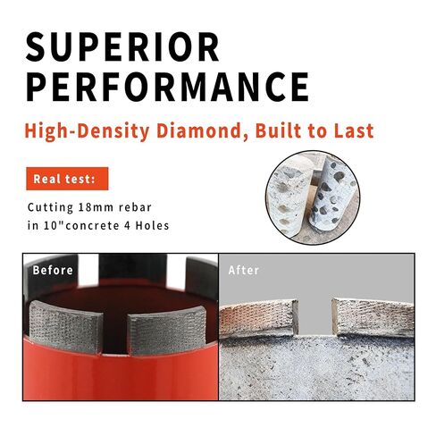 3 Inch (76mm) Industrial Laser-Welded Diamond Core Drill Bit, 14 Inch Drilling Depth, 1-1/4"-7 UNC Thread – Heavy Duty Wet Core Bit for Reinforced Concrete, Asphalt, Brick, Stone in Kuwait