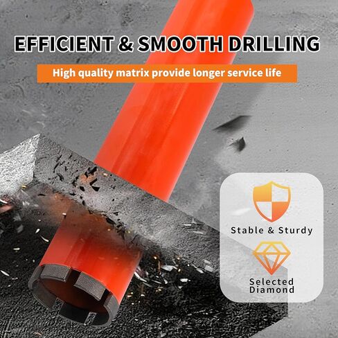 3 Inch (76mm) Industrial Laser-Welded Diamond Core Drill Bit, 14 Inch Drilling Depth, 1-1/4"-7 UNC Thread – Heavy Duty Wet Core Bit for Reinforced Concrete, Asphalt, Brick, Stone in Kuwait