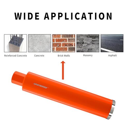 3 Inch (76mm) Industrial Laser-Welded Diamond Core Drill Bit, 14 Inch Drilling Depth, 1-1/4"-7 UNC Thread – Heavy Duty Wet Core Bit for Reinforced Concrete, Asphalt, Brick, Stone in Kuwait