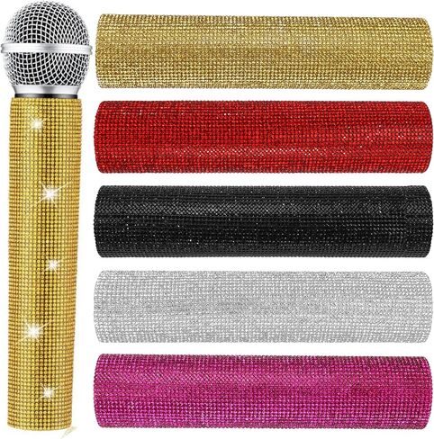 حجر الراين ميكروفون الدعامة سباركلي بلينغ كم بريق مقبض الميكروفون العالمي يغطي مقبض الميكروفون للميكروفونات المحمولة اللاسلكية اللاسلكية للحزب عرض تلفزيوني ديكور المسرح متعدد الألوان التألق in Kuwait