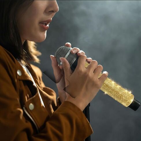 حجر الراين ميكروفون الدعامة سباركلي بلينغ كم بريق مقبض الميكروفون العالمي يغطي مقبض الميكروفون للميكروفونات المحمولة اللاسلكية اللاسلكية للحزب عرض تلفزيوني ديكور المسرح متعدد الألوان التألق in Kuwait