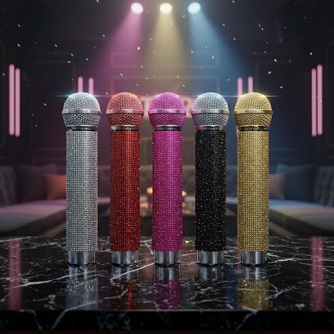 حجر الراين ميكروفون الدعامة سباركلي بلينغ كم بريق مقبض الميكروفون العالمي يغطي مقبض الميكروفون للميكروفونات المحمولة اللاسلكية اللاسلكية للحزب عرض تلفزيوني ديكور المسرح متعدد الألوان التألق in Kuwait