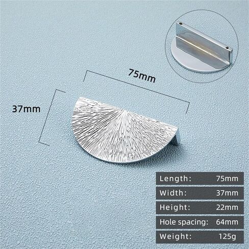 Solid Brass Hammer Pattern Semi-Circular Silver Handle Drawer Gold Pull 1Pcs(CW-75mm-Chrome) in Saudi Arabia