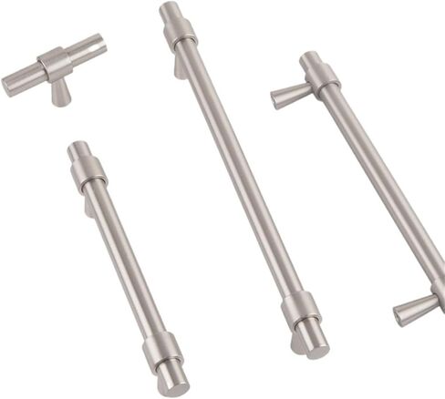 خزانة مطبخ على شكل حرف T من النيكل المصقول مقبض كروم من النحاس الصلب بطول 265 مم قطعة واحدة (8873-224-PVD) in Kuwait