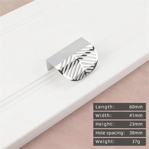 Brass Invisible Cabinet Pull Handle Furniture Hardware Drawer White Leaf Hollow 1Pcs(L1038-38-Chrome) in Saudi Arabia