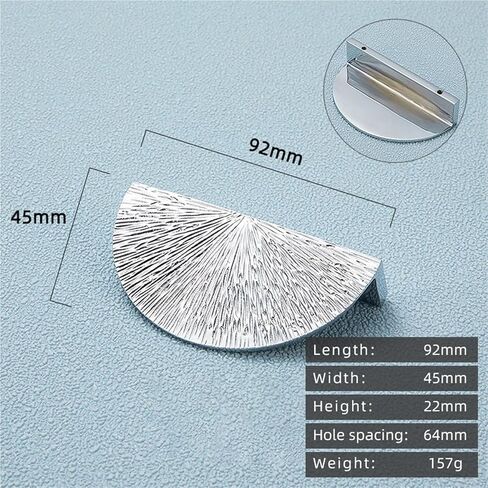 Solid Brass Hammer Pattern Semi-Circular Silver Handle Drawer Gold Pull 1Pcs(CW-92mm-Chrome) in Saudi Arabia