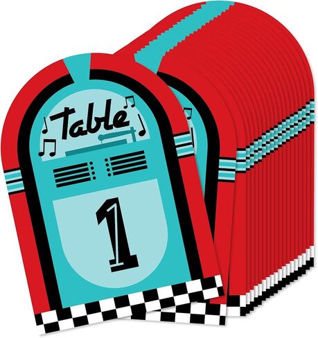 Big Dot of Happiness 50’s Sock Hop - 1950s Rock N Roll Party Double-Sided 5 x 7 inches Cards - Table Numbers - 1-20 in Saudi Arabia