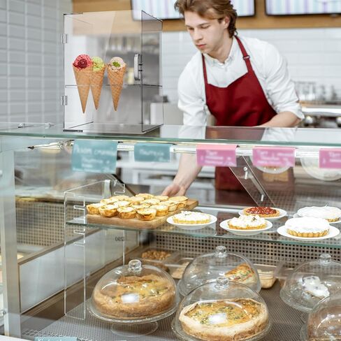 CroBlissful Acrylic Ice Cream Cone Holder 9 Holes Clear Waffle Cone Cabinet Transparent Ice Cream Display Case Stand for Bakeries Coffee Shops Dessert Shops(11.81 x 8.66 x 8.66 Inches) in Saudi Arabia