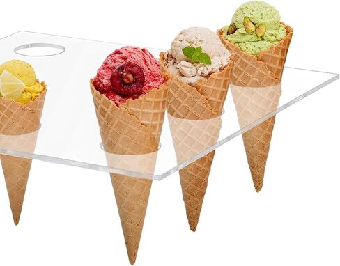 CroBlissful Acrylic Ice Cream Cone Holder 9 Holes Clear Waffle Cone Cabinet Transparent Ice Cream Display Case Stand for Bakeries Coffee Shops Dessert Shops(11.81 x 8.66 x 8.66 Inches) in Saudi Arabia