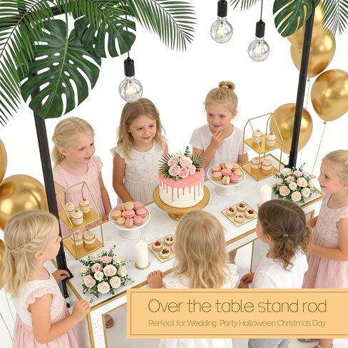 Over The Table Rod Stand with Clamps, Adjustable 15"-58" Height, 30"-81" Length Over Table Display Bar, Metal Table Hanging Rail, Table Balloon Arch Stand for Party Decor, Wedding Anniversary in Kuwait