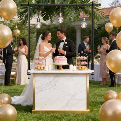 Over The Table Rod Stand with Clamps, Adjustable 15"-58" Height, 30"-81" Length Over Table Display Bar, Metal Table Hanging Rail, Table Balloon Arch Stand for Party Decor, Wedding Anniversary in Kuwait