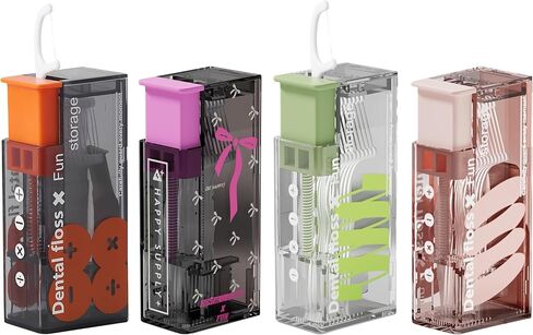 مجموعة موزع خيط تنظيف الأسنان العائلية المكونة من 4 قطع مع 40 قطعة من خيط تنظيف الأسنان، وحاوية خيط تنظيف الأسنان قابلة لإعادة الملء وحامل أعواد الأسنان، طقم أعواد خيط تنظيف الأسنان المحمولة للبالغين (عبوة عائلية من 4 قطع) in Kuwait