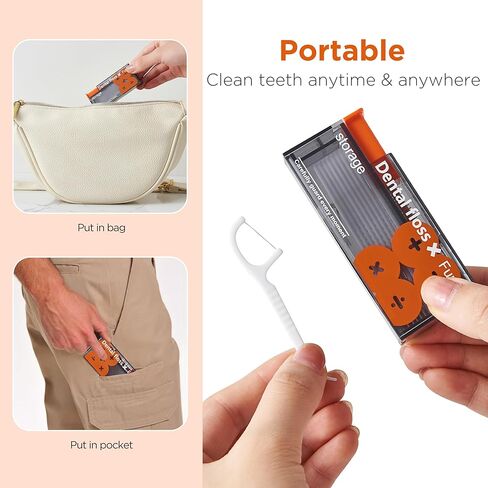 مجموعة موزع خيط تنظيف الأسنان العائلية المكونة من 4 قطع مع 40 قطعة من خيط تنظيف الأسنان، وحاوية خيط تنظيف الأسنان قابلة لإعادة الملء وحامل أعواد الأسنان، طقم أعواد خيط تنظيف الأسنان المحمولة للبالغين (عبوة عائلية من 4 قطع) in Kuwait