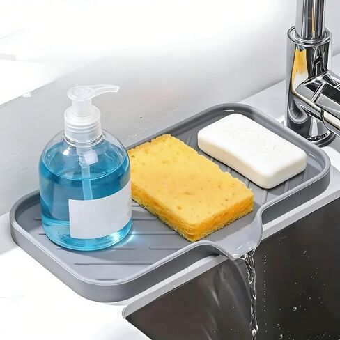 1Pc Grey Silicone Soap Storage Rack, Self-draining Soap Dish Drain Mat Space-Saving Design for Shower Sink Bathtub, Ideal for Bathroom Kitchen Bar Toilet in Saudi Arabia