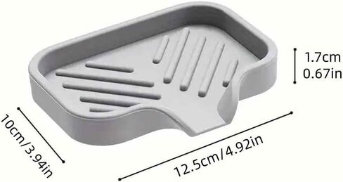 1Pc Grey Silicone Soap Storage Rack, Self-draining Soap Dish Drain Mat Space-Saving Design for Shower Sink Bathtub, Ideal for Bathroom Kitchen Bar Toilet in Saudi Arabia