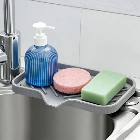 1Pc Grey Silicone Soap Storage Rack, Self-draining Soap Dish Drain Mat Space-Saving Design for Shower Sink Bathtub, Ideal for Bathroom Kitchen Bar Toilet in Saudi Arabia
