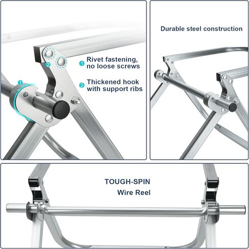 Foldable Single Axle Cable Caddy for Spool, Heavy Duty Steel Cable Caddy 15 x 12 Inch Wire Spool Rack Holder for Cable Reels Dispenser Holds up to 100 lb, for Commercial Industrial in Saudi Arabia
