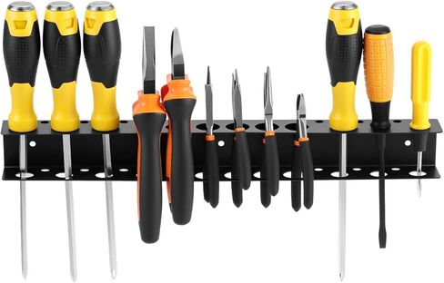 QWORK Screwdriver Pliers Holder Wall Mount, Heavy Duty Wall Mounted Hand Tool Organizer, 15.75 Inch for Garage Workshop in Saudi Arabia