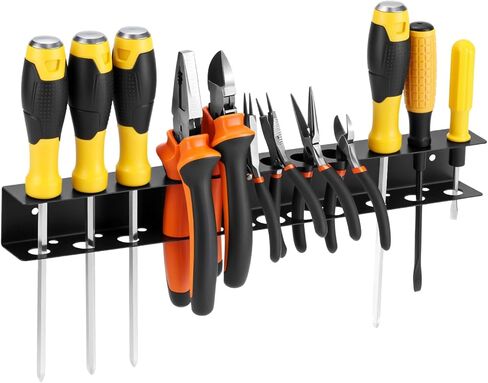 QWORK Screwdriver Pliers Holder Wall Mount, Heavy Duty Wall Mounted Hand Tool Organizer, 15.75 Inch for Garage Workshop in Saudi Arabia