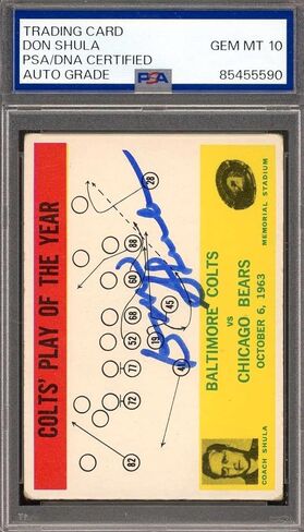 Don Shula Gem Mint 10 PSA DNA Signed 1964 Philadelphia Gum Rookie Autograph - Football Slabbed Autographed Rookie Cards in Saudi Arabia