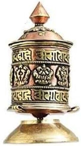 Table Top Copper Brass Tibetan Buddhist 8 Lucky Symbols Prayer Wheel in Kuwait