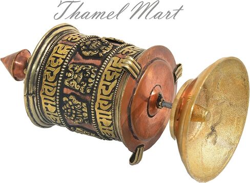 Table Top Copper Brass Tibetan Buddhist 8 Lucky Symbols Prayer Wheel in Kuwait