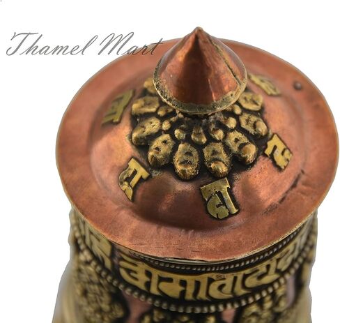 Table Top Copper Brass Tibetan Buddhist 8 Lucky Symbols Prayer Wheel in Kuwait