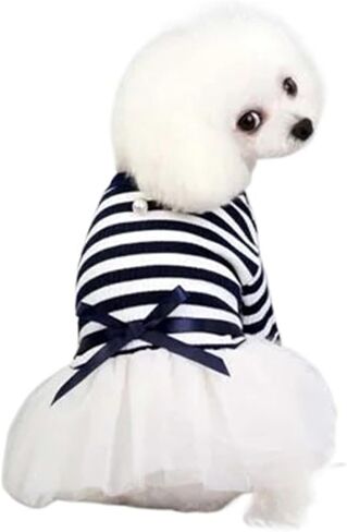 Summer Princess Pet Dress Compatible with Dogs Little Small Puppies Animal Cat Tutu Wedding Party Skirt Clothes Compatible with Chihuahua Yorks (Color : Blue, Size : S) in Saudi Arabia