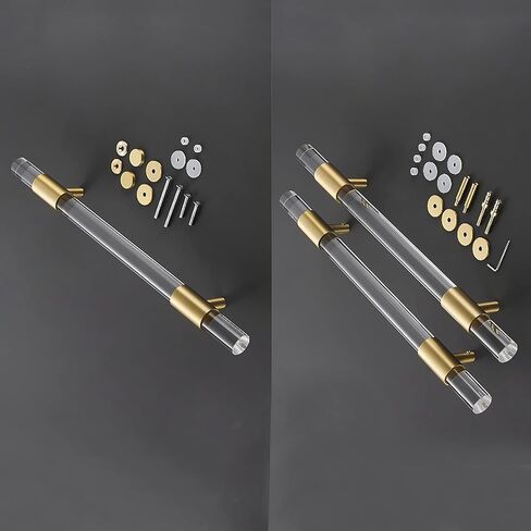 Barn Door Push Pull Door Handle Wood/Glass Door Handles - Acrylic Clear Crystal Finish, 19 inch Long Commercial Barn/Sheds Gates Push Pull Bar, Single/Double Sided Install(Single Side) (Single Side) in Saudi Arabia