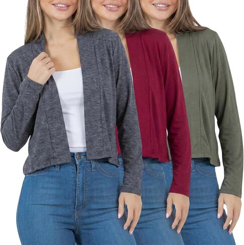 Azules Cropped Cardigan for Women - Open Front Drape, Lightweight Cardigan Jacket Sweater - Long Sleeves Women's Cardigans in Saudi Arabia