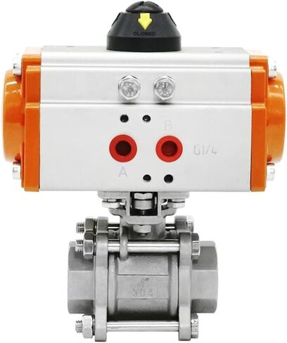 DN25 ثلاث قطع صمام كروي هوائي ذو منصة عالية من الفولاذ المقاوم للصدأ 304 أسطوانة مزدوجة التمثيل in Kuwait