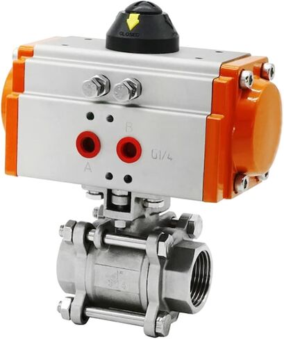 DN25 ثلاث قطع صمام كروي هوائي ذو منصة عالية من الفولاذ المقاوم للصدأ 304 أسطوانة مزدوجة التمثيل in Kuwait