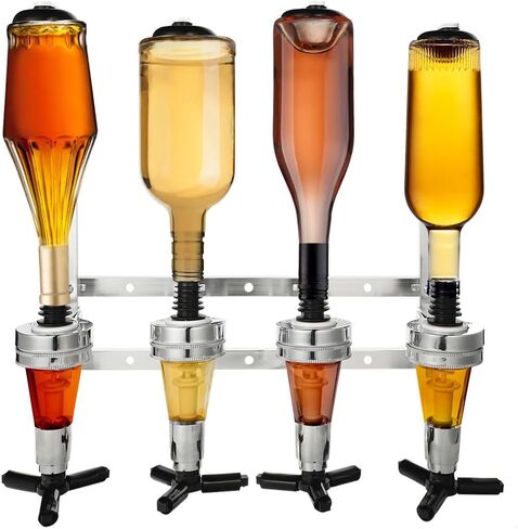 4-Bottle Liquor Dispenser Station - Wall-Mounted Bar Butler Holder in Saudi Arabia