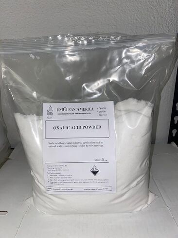 حمض الأكساليك - درجة نقاء عالية 99٪ - مسحوق آمن لإزالة الترسبات والصدأ - منظف الخشب وخشب الساج - صنع في الولايات المتحدة الأمريكية - الوزن 5 رطل in Kuwait