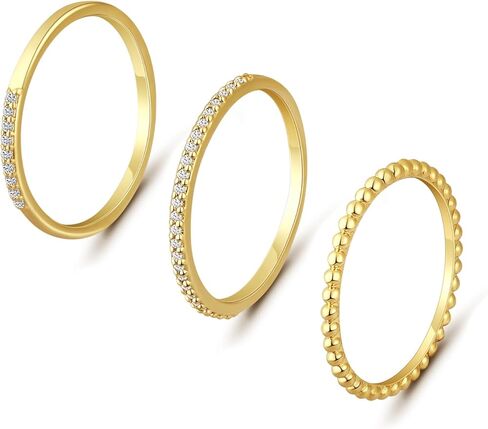 Gold Rings for Women, Non Tarnish Stacking Rings, 14K Gold/Silver Plated, Cubic Zirconia, Thumb Ring Set, Trendy Statement Rings, Wedding Engagement Bands, Size 6-10 in Kuwait