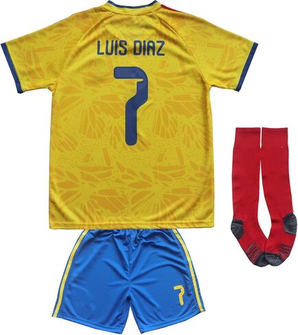 كولومبيا دياز هوم #7 لكرة القدم للأطفال، مجموعة جوارب قصيرة من الجيرسيه بمقاسات شبابية in Kuwait