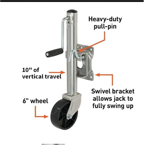 Boat Trailer Jack - Heavy-Duty Bolt-On Swivel Jack, Swivel Trailer Support Wheel, Trailer Jack with 15Cm Wheel, Capacity 540Kg, Retractable 25Cm, for Boat, Moto,1200 lbs in Kuwait