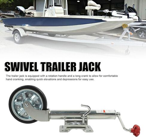 Trailer Jack Wheel - Boat Trailer Jack with Wheel, Lift Bolt-On Swivel Tang Jack, 1500Lbs Heavy Duty Jockey Wheel, with 20Cm Wheel, for Yachts, Boats, Trailers,Rubber Clad Iron Wheel in Saudi Arabia