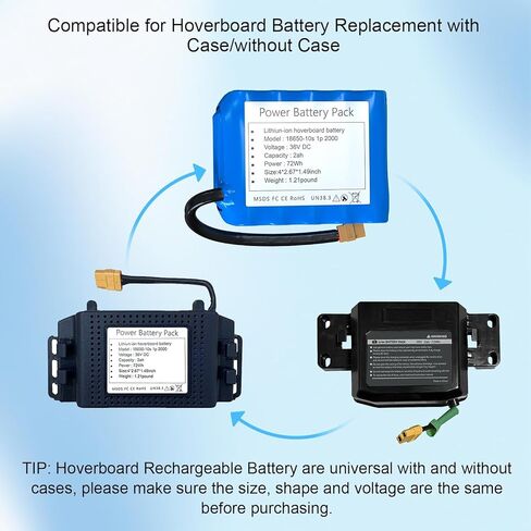 بطارية بديلة 36V 2AH تناسب 36V 2000mah مع تكوين قابس XT60 SL60، متوافقة مع معظم الموديلات، الحجم: الحجم: 4 * 2.67 * 1.49 بوصة (10S1P) in Kuwait