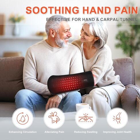 العلاج بالضوء الأحمر لليدين والمعصم، 2026 ترقية 4 أوضاع علاج، كثافة 5 مستويات، مؤقت 10-90 دقيقة، جهاز علاج بالضوء الأحمر والأشعة تحت الحمراء للاستخدام المنزلي (16.5 بوصة × 7 بوصة) in Kuwait