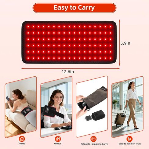 العلاج بالضوء الأحمر للجسم، 660 نانومتر 850 نانومتر 12.6 بوصة LED يمكن ارتداؤه بالأشعة تحت الحمراء حزام العلاج بالضوء الأحمر للظهر والكتف والخصر وعضلات الركبة والبطن in Saudi Arabia