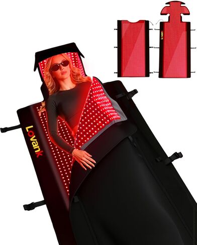بساط العلاج بالضوء الأحمر لكامل الجسم - بطانية ضوء أحمر بالأشعة تحت الحمراء مقاس 87.4 × 33 بوصة مع 2874 مصباح LED (660 نانومتر و850 نانومتر) للاستخدام المنزلي in Saudi Arabia