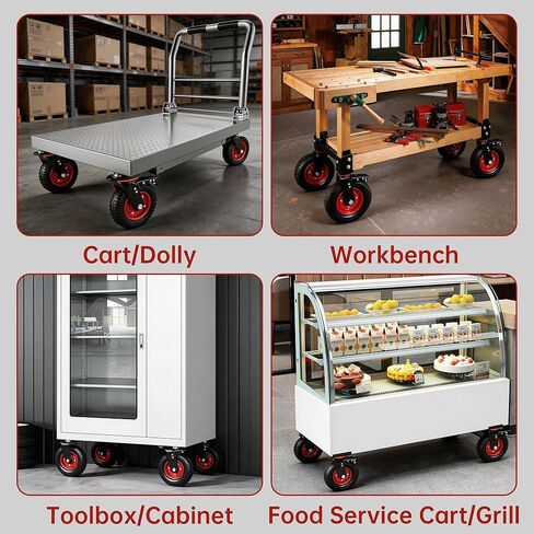 Frassie 8 Inch Heavy Duty Wheels Rubber Quiet Industrial Casters Large Set of 4 (2 Swivel 2 Locking) Plate Caster for Cart, Workbench,Toolbox, Dolly in Kuwait